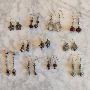 Vintage 90's Silver Earrings / Lot of 12